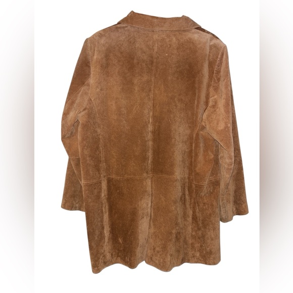 Vintage Dennis Basso Genuine Suede Leather Jacket Brown Blazer Y2K - Picture 2 of 5